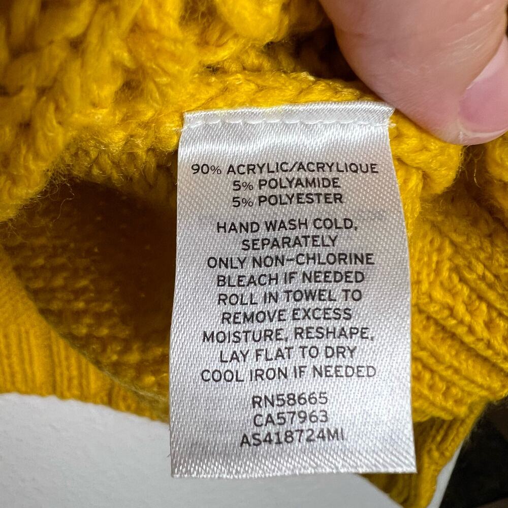 1901 Mustard Yellow Chunky Piontelle Knit Crewneck Pullover Sweater Size L - Picture 6 of 9